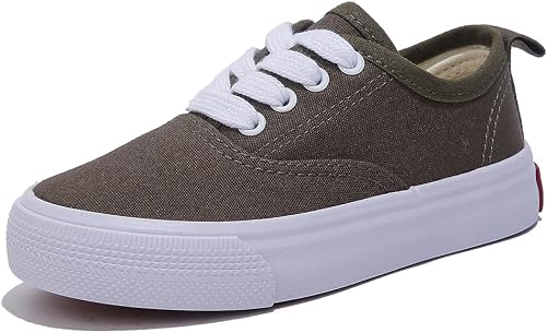OPOEE Boys and Girls Low Top Sports Shoes Lace up Canvas Children's Shoes Comfor