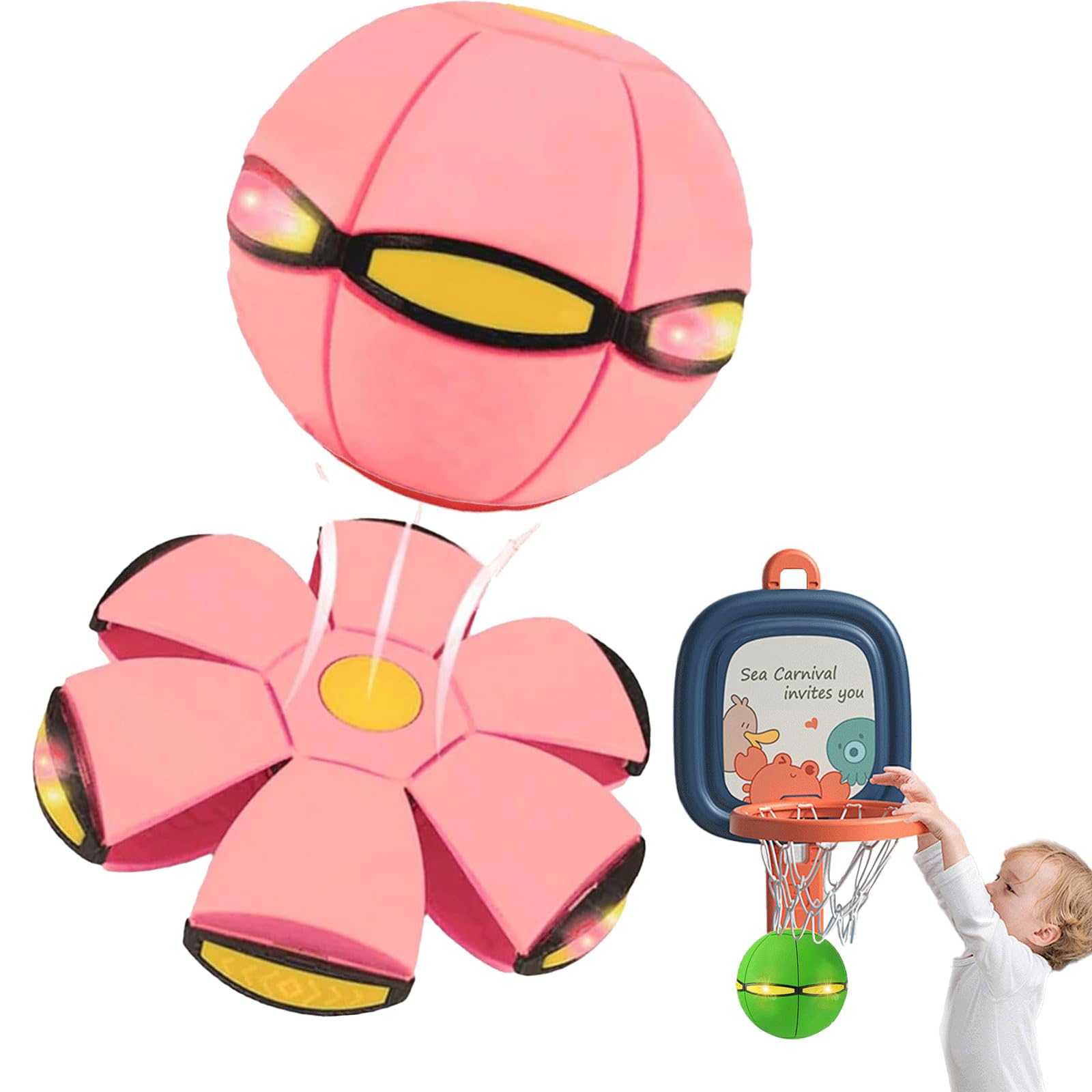 Balle rebondissante pour enfants soucoupe volante magique avec lumières