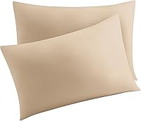 Vista 13 de Juego de 2 fundas de almohada 100% algodón egipcio, fundas de almohada refrescantes de 400 hilos, fundas de almohada suaves y transpirables con Beige
