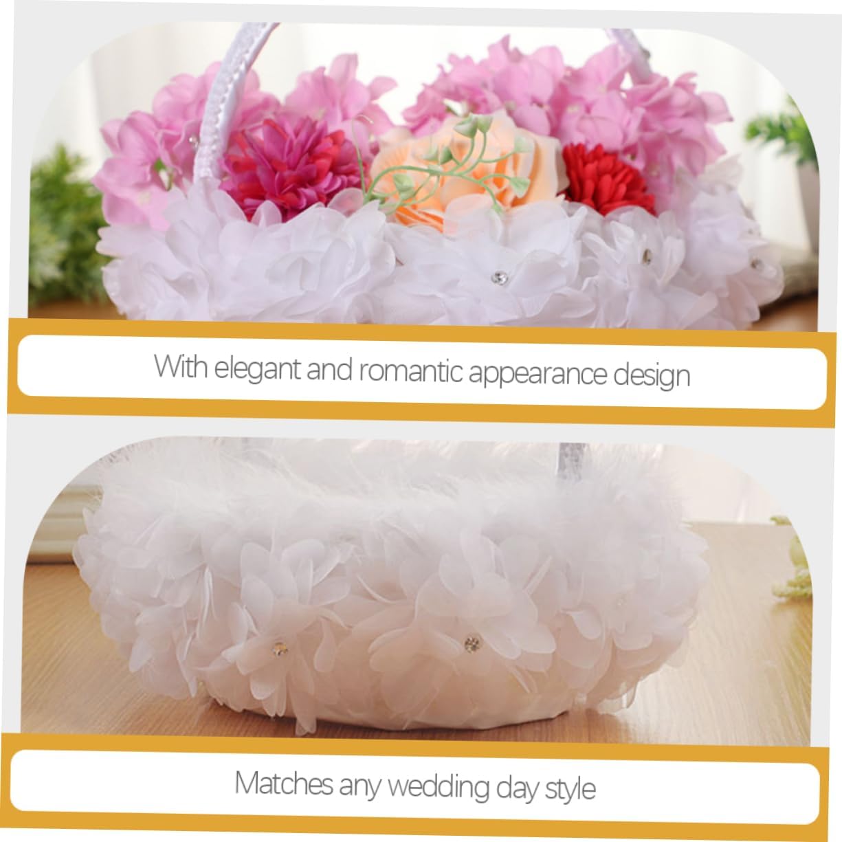 Alipis Floral Girl Basket White Lace Wedding Flower Basket for Flower Girl for Holding Rose Petals Wedding Party Supplies Indoor Outdoor Beach Ceremony Decor