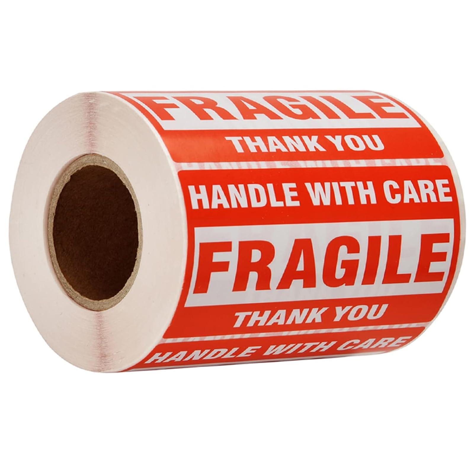 Mosmat Fragile Warning Labels – 500 Self-Adhesive Fragile Stickers for Shipping, 2 x 3 Inch Red and White Warning Stickers with Care Warning & Strong Adhesive