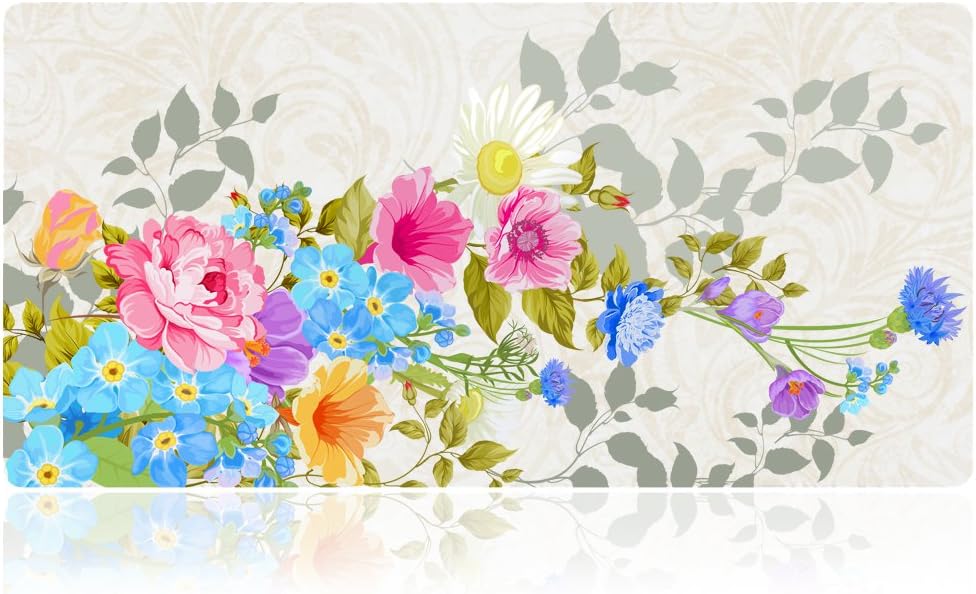 Extra Large Mouse Pad - Flower Design Gaming or Desk Mouse pad 800x400x3mm XXL Protective Mouse Keyboard Desk Mat for Computer/Laptop（Fresh Flowers）