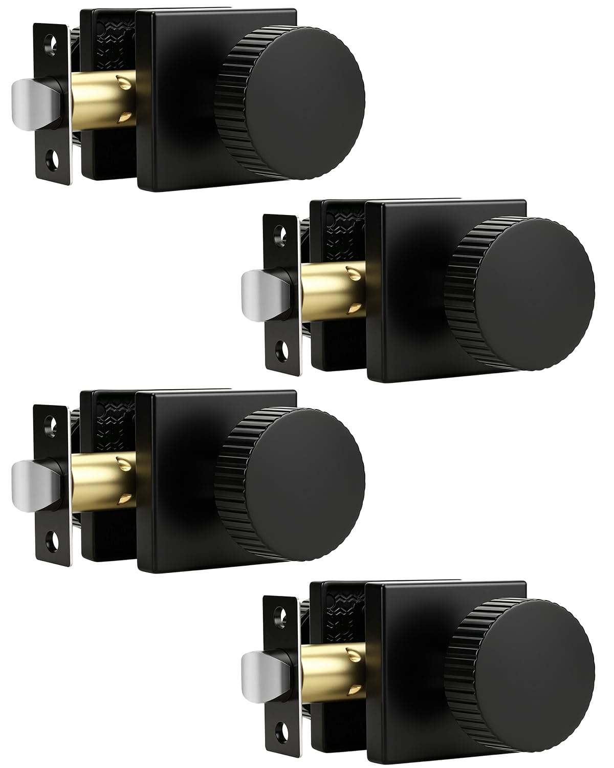Satin Brass Door Knobs - Keyless Passage Handles -12