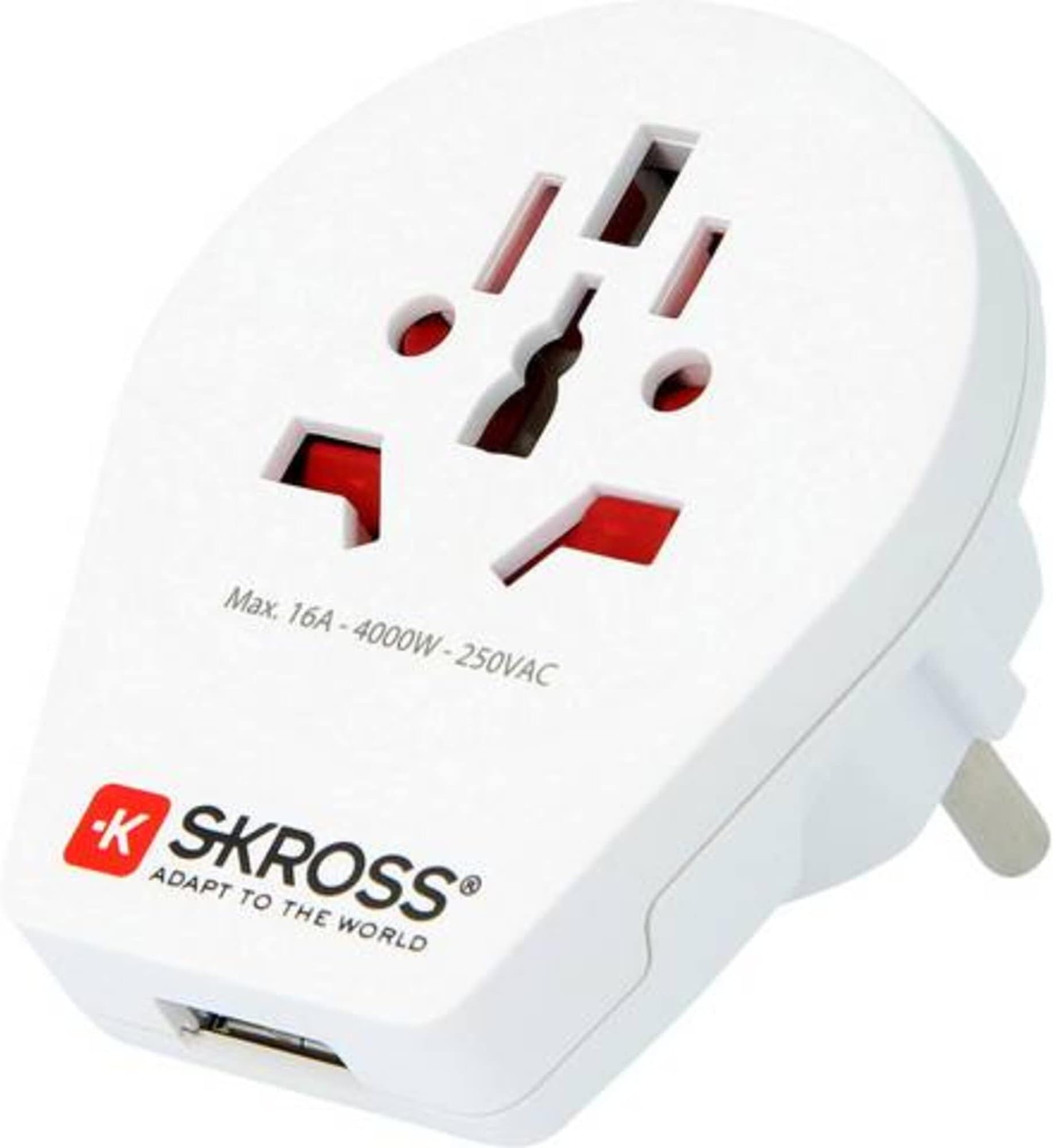 World to Europe USB Travel Adaptor, White