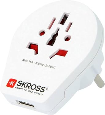Skross World to Europe USB Travel Adaptor, White