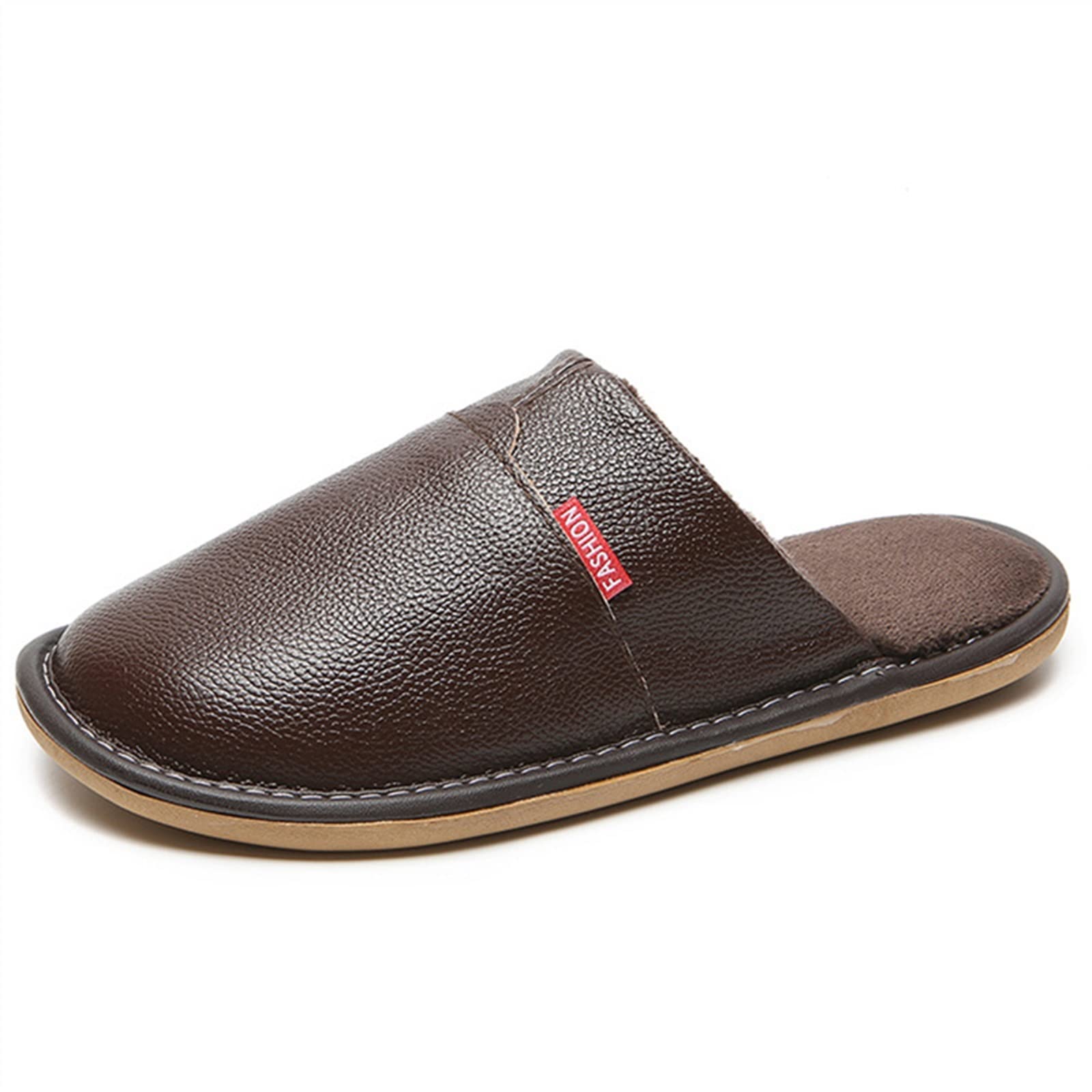 Zapatillas viscoelástica Zapatillas planas for casa de piel sintética, impermeables, antideslizantes, suaves, de felpa, cálidas, for el hogar, zapatos de algodón con punta cerrada Pantuflas de algodón