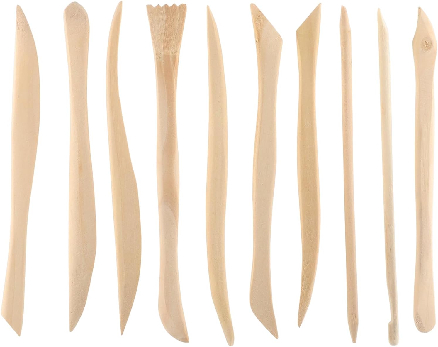 10 Piece Wooden Clay Sculpting Tool 6 Inch Pottery Carving Tools Double Ended Wooden Clay Sculpting Tools Ceramic Polymer Pottery Dough Modeling Tool Kit for Cutting Carving Detailing Smoothing