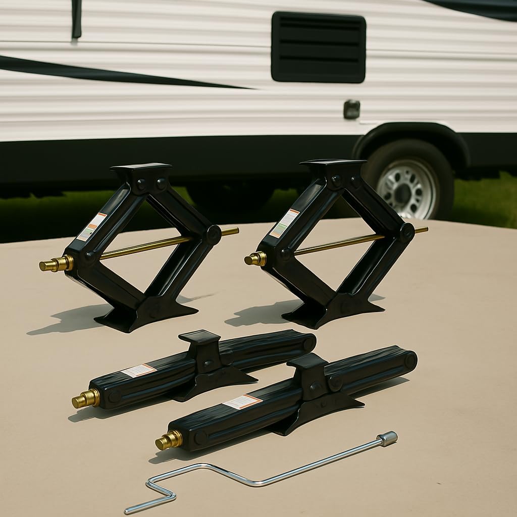 Bastion Distribution RV Trailer Camper Stabilizer Leveling Scissor Jacks with Handle 24" 5000lbs Set of 4