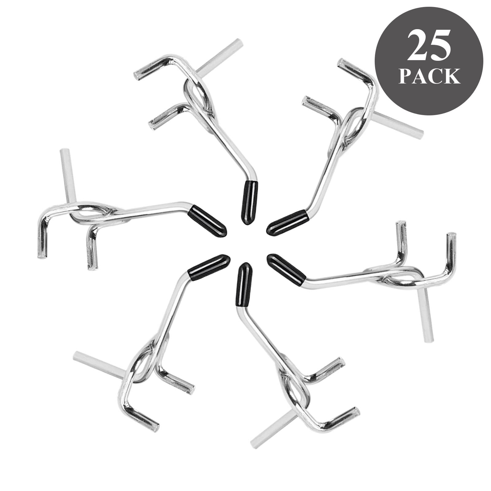 TiciKim 25 Ganci per Pannelli Forati, Metallo Pegboard per Espositori a Muro e Scaffalature da Negozio, 5cm