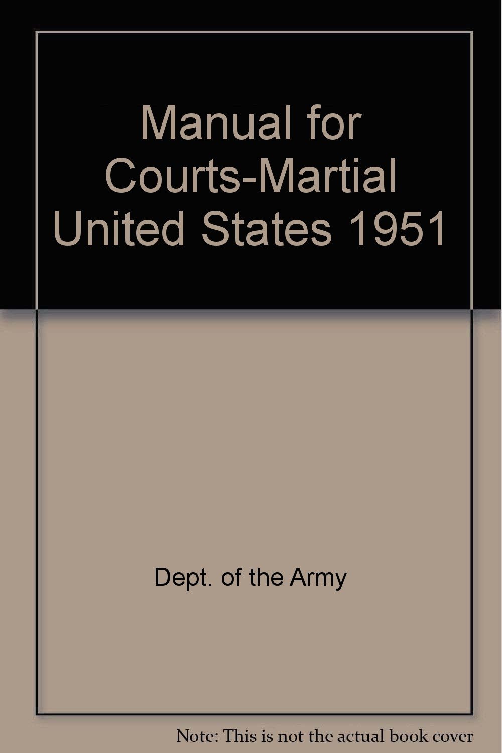 Manual for CourtsMartial United States 1951 Editor Books