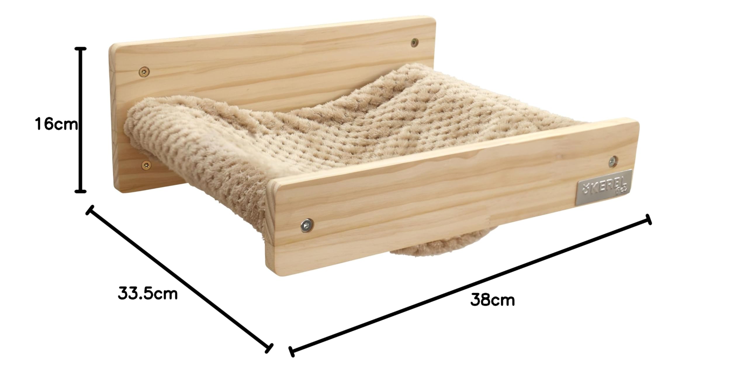 KERBL PET Amaca da parete Timber, 38x33,5x16 cm, naturale/talpa