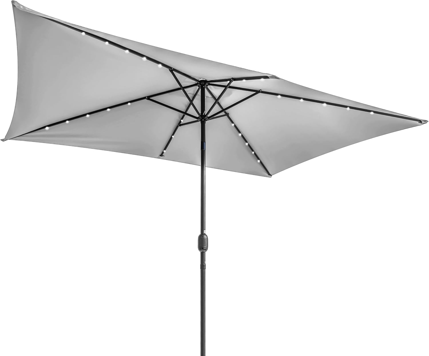Trademark Innovations Rectangular Solar Powered LED Lighted Patio Umbrella - 10' x 6.5' (Orange)