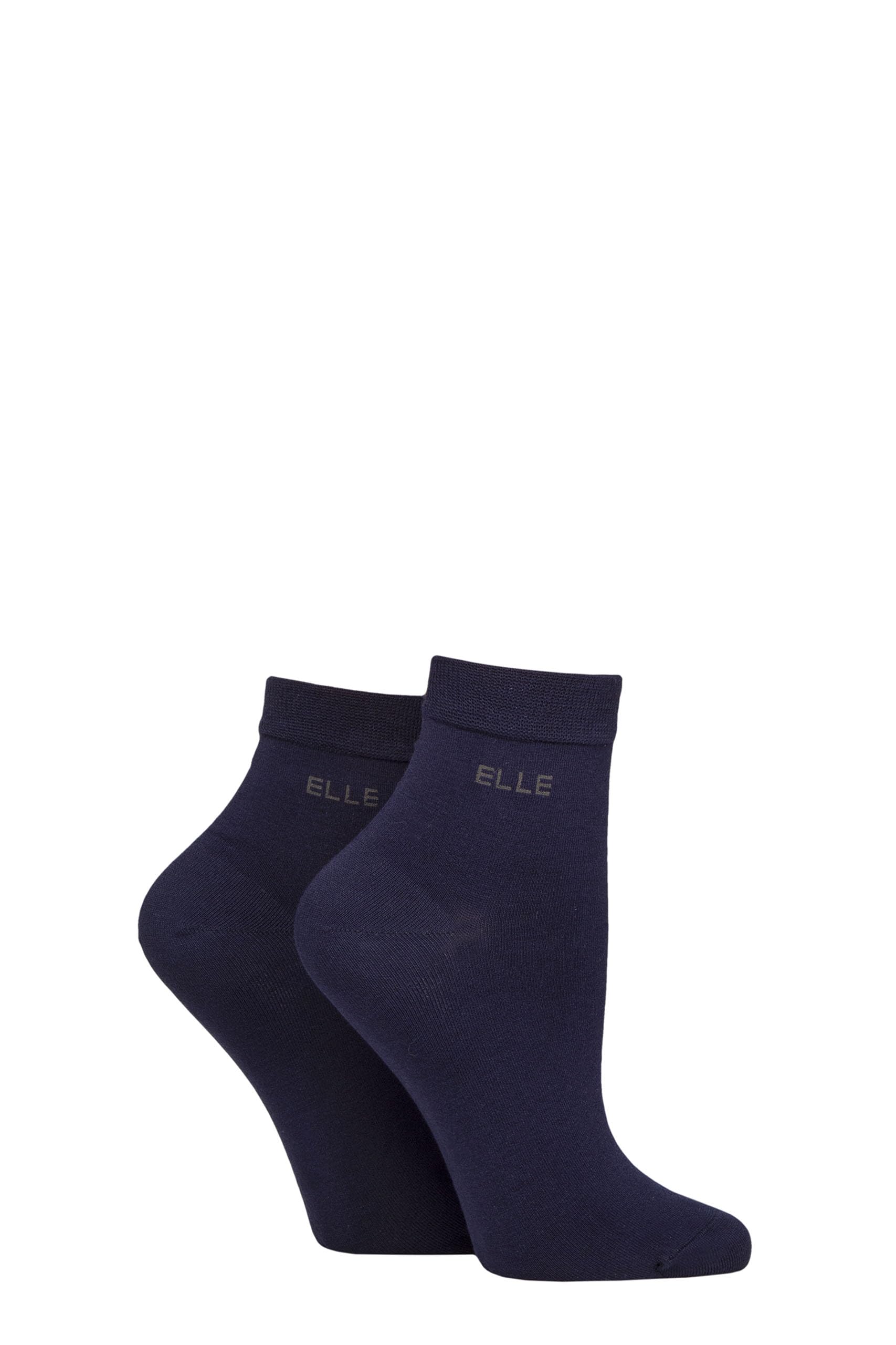 Elle Ladies Bamboo Ankle Socks - Soft Breathable Cooling Material, Mixture of Plains & Patterns, Fun,Colourful Multipack of 2 Size 4-8 (UK, Numeric, 4, 8, Regular, Regular, Navy)