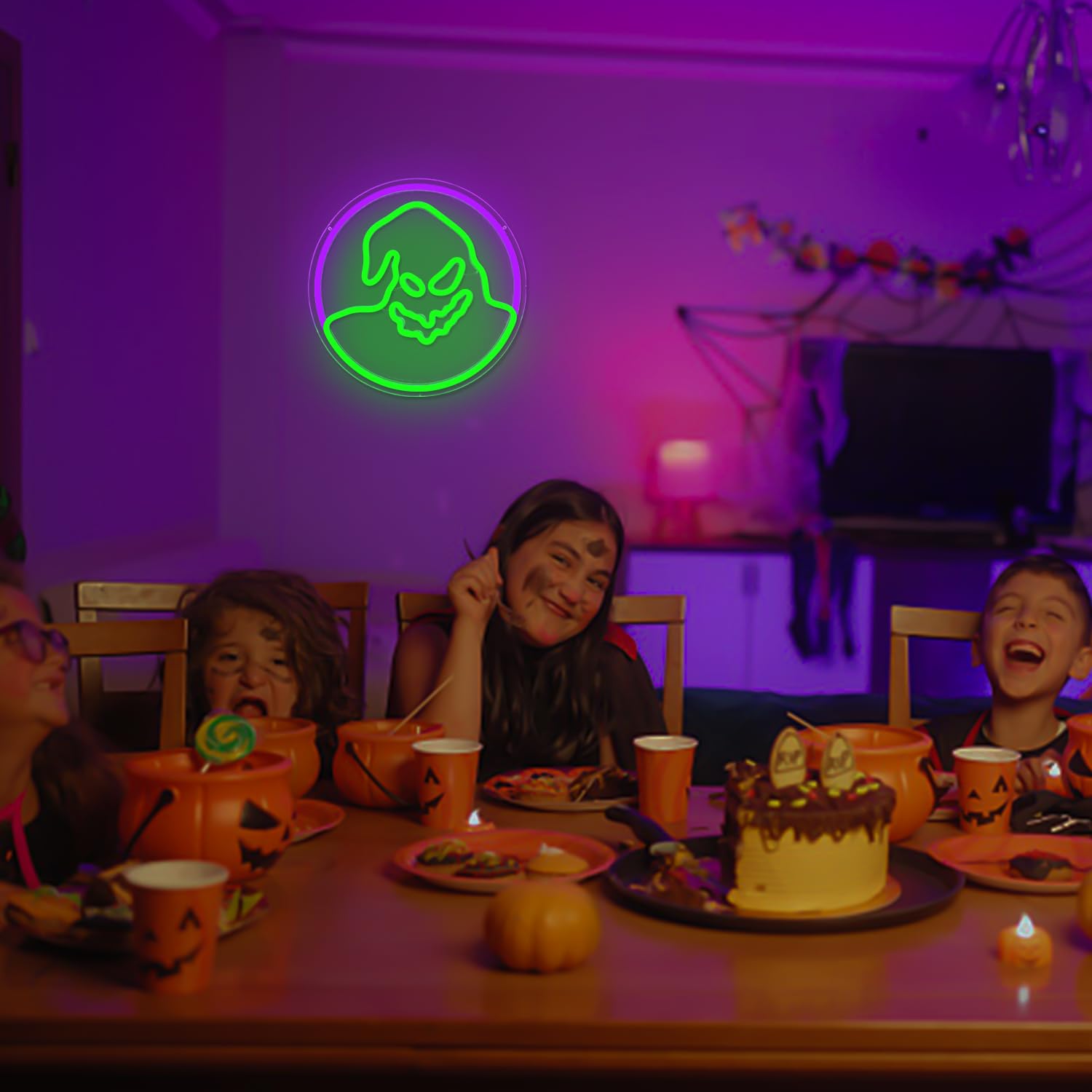 Letrero de neón de Halloween con luces de neón de Pesadilla antes de Navidad para dormitorio, letreros LED de fantasma para Halloween, Navidad, regalos de cumpleaños