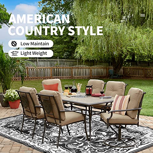Nalone Reversible Mats, Outdoor Rugs 9X12 For Patio, Outdoor Plastic Straw Rug, New York Patio Country Retro Transitional Geometric Outdoor Area Rug For Rv, Camping, Deck, Picnic (9'X12', Black&White) #TOP7