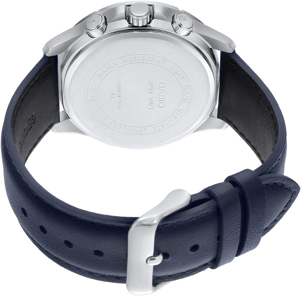 Casio Blue Leather Multi function Men Watch MTP-1374L-2AVDF