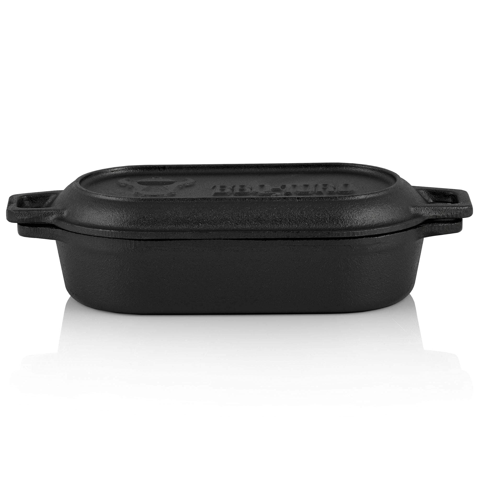 BBQ-Toro Pentola in ghisa da 1 litro 29 x 12,5 x 5,5 cm, pre-bruciata, passerella olandese, casseruola in ghisa, ideale per pasticceria, stufati