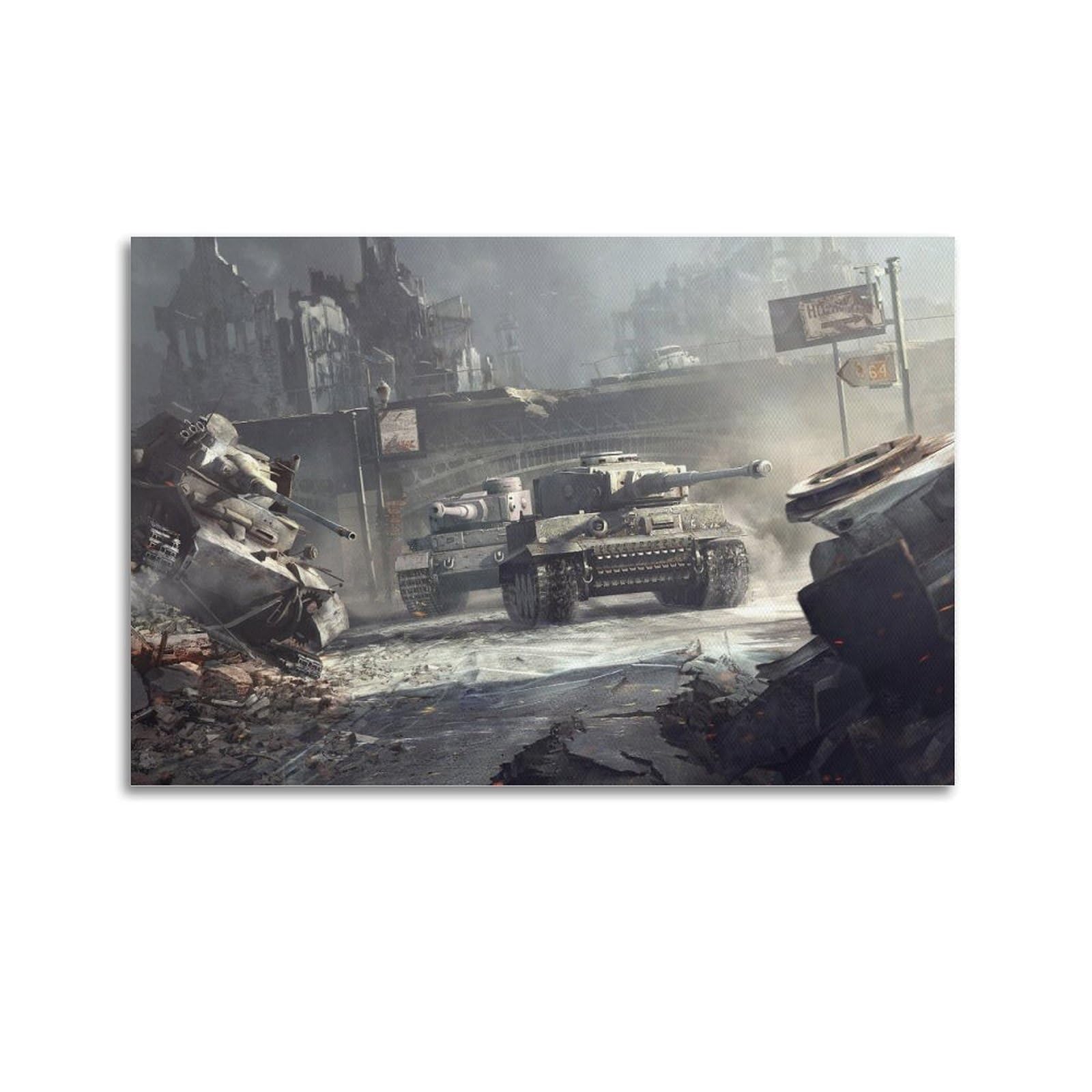GTTHOK German WW2 Vintage Tanks Poster Tigers on The Attack Decorative Painting Canvas Art Picture 20x30inch(50x75cm)