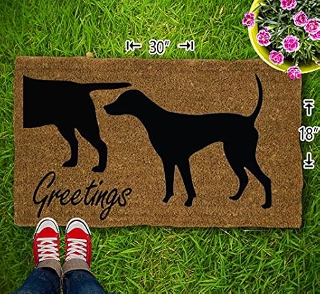 greetings dog doormat