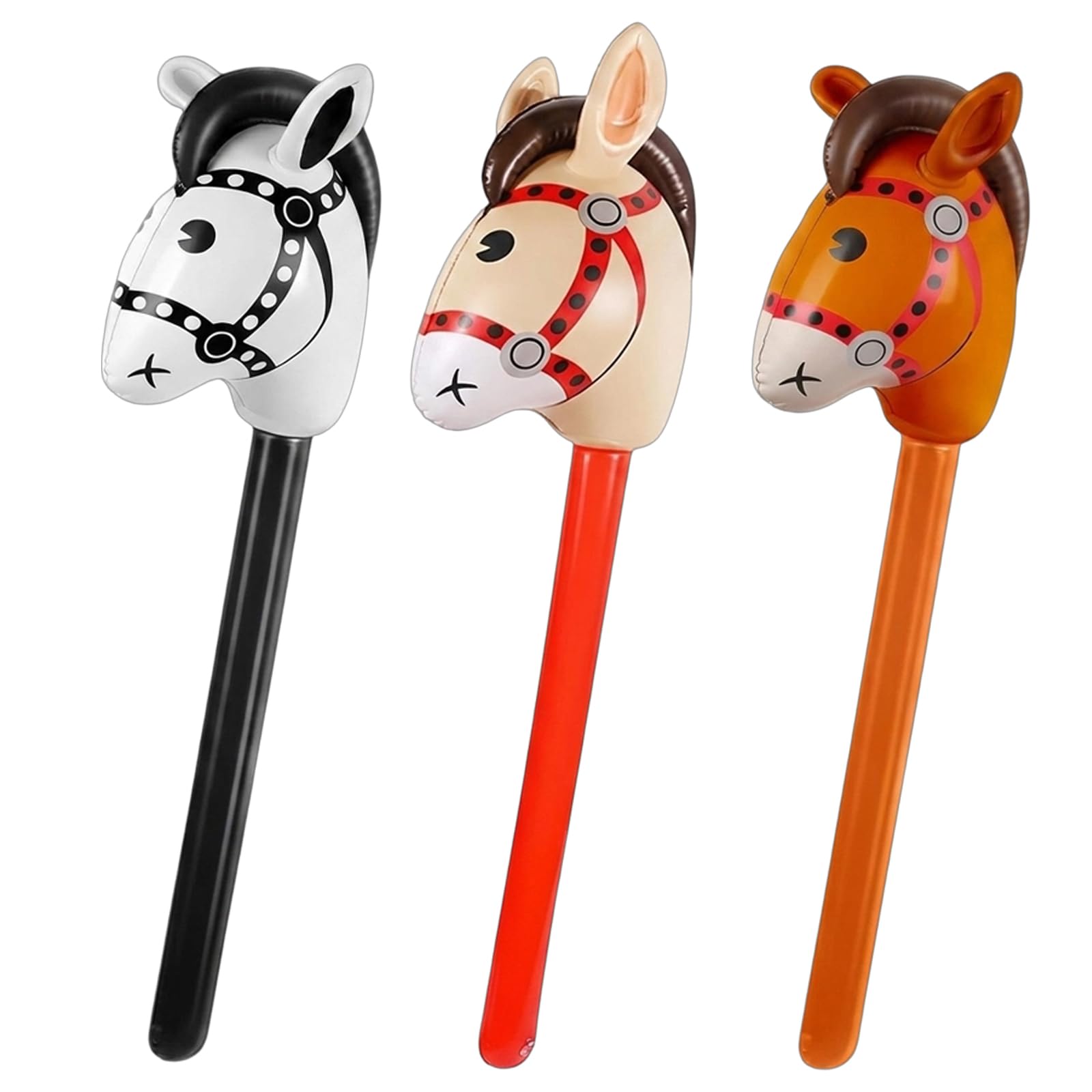 IAndhy Inflatable Horse Stick, 3 Pcs Blow Up Horse Set, Themed Party Props for Western Events and Cosplay Activities, Portable Inflatable Accessories