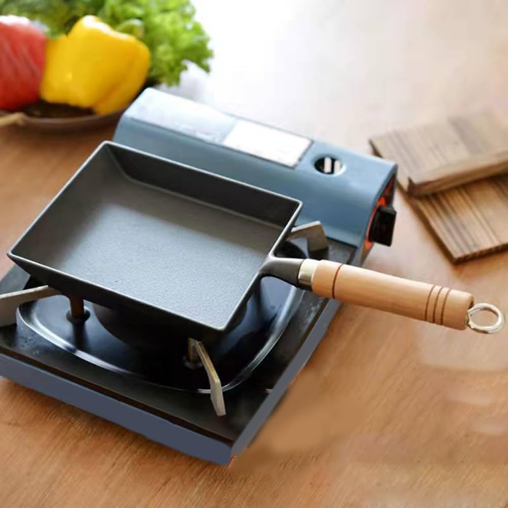 Poêle à tamagoyaki antiadhésive, poêle à omelette japonaise, poêle à œufs rectangulaire, compatible avec l'induction, acier inoxydable, 18 cm