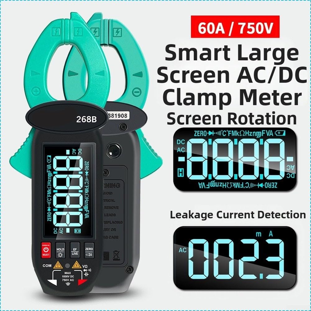 Pinza Amperometrica AC/DC 60A True per rms Rilevamento Corrente