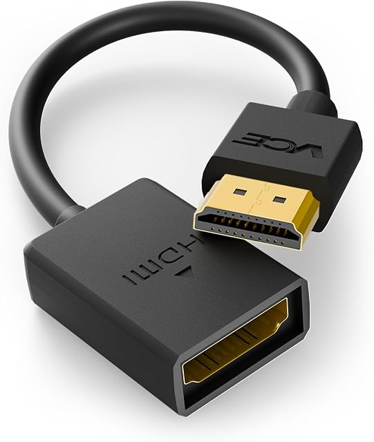 VCE HDMI Câble d'extension mâle à femelle soutien 4K & 3D HDMI 2.0 pour Roku Stick, TV Stick, Google Chrome Cast, Ordinateur portable, 5.51In, 1-Pack