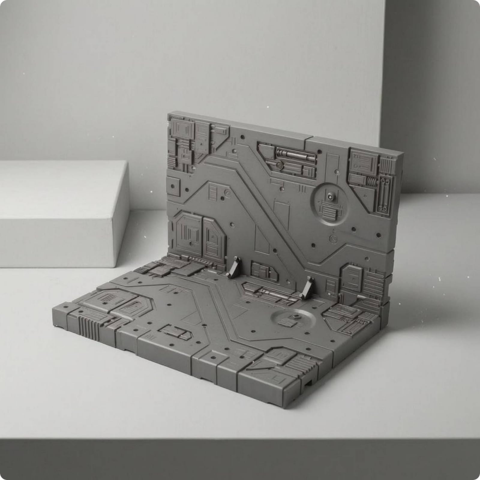 Action Figure Base per Diorama da Collezione Figure Struttura Meccanica con Elemento Verticale E Pavimento Tecnico Superficie in Plastica Adatto per , Vt-116-35