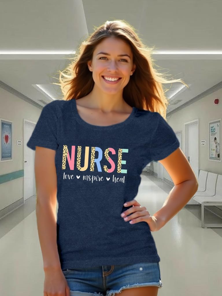 LBP Womens Nurse Shirt Nurse Leopard Print Tshirt Love Inspired Healing Top - Image 2