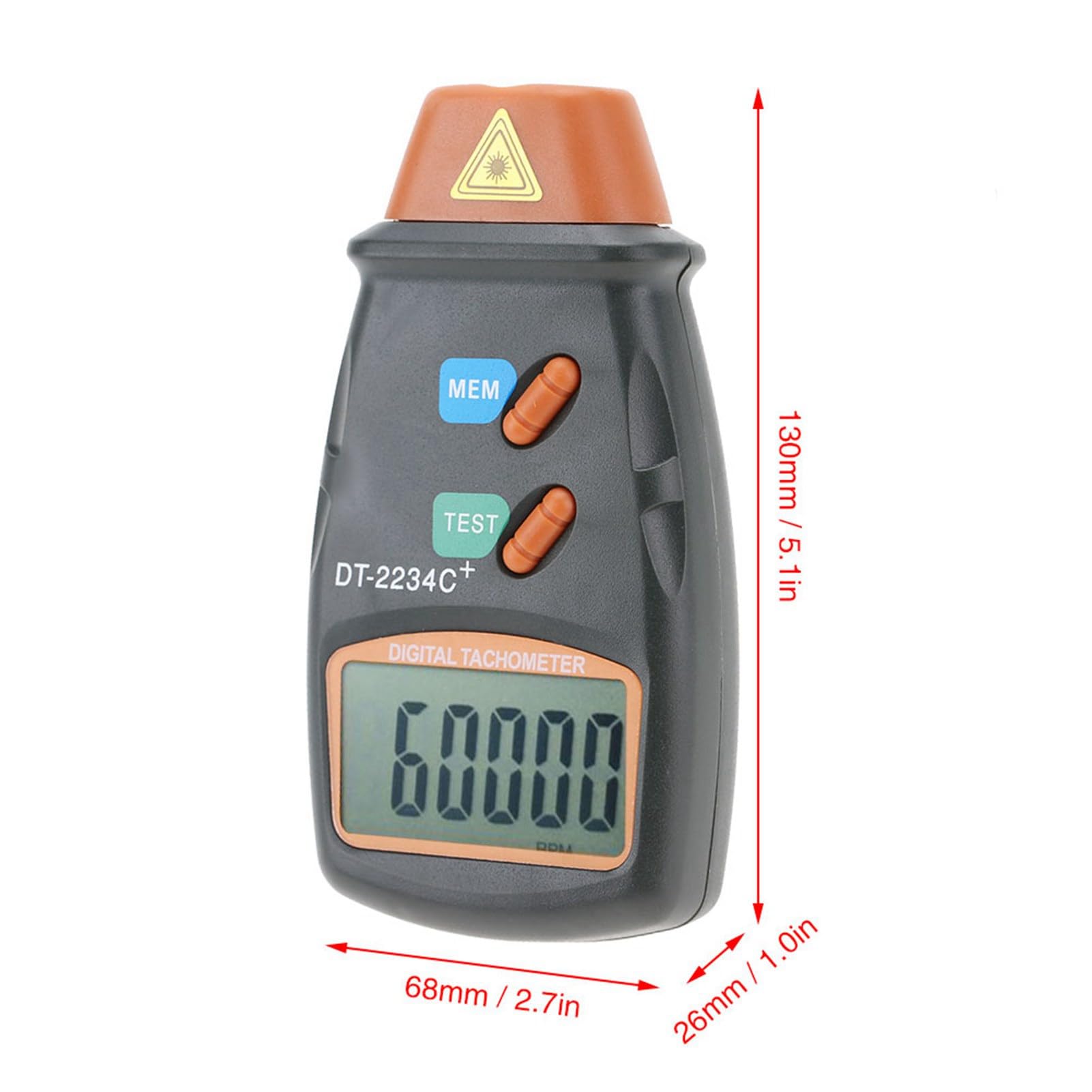 Sunicon Tachometer RPM Tester, DT 2234C Non Contact Digital LCD Photo Tachometer Mini RPM Tester Meter