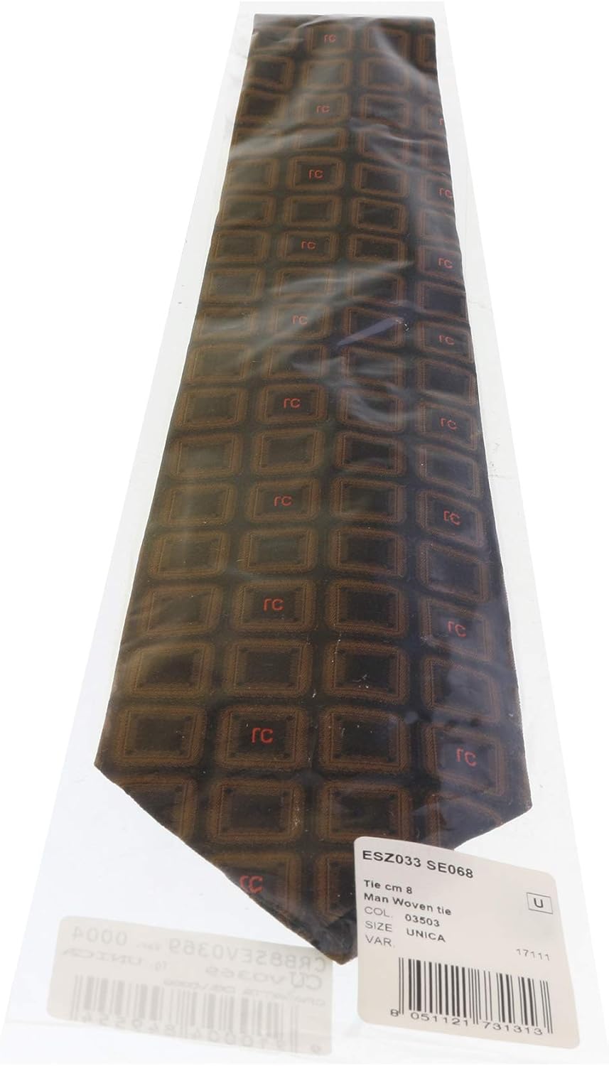 ROBERTO CAVALLI ESZ033 03503 Brown Geometric Square Tie for Mens