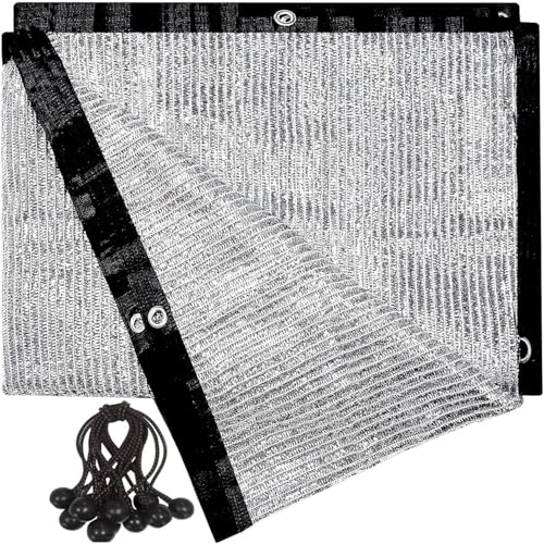 70% Aluminum Shade Cloth 3 FT x 10 FT, Durable Mesh Silver Tarps with Grommets and Ball Bungee,Reflective Sun Shade Net Cover for Pet Shade, Car Cover, Patio Garden, Pergola, Plants Growing, Pools by UNIUP - Used condition - CA$25.42