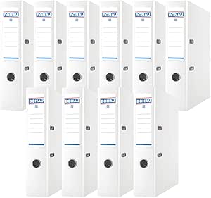 Donau Preiu Ordner Breit 10er Pack/DIN A4 / 7,5 c / 10 Stück/Weiße/Kunststoffbezug PP/Carton