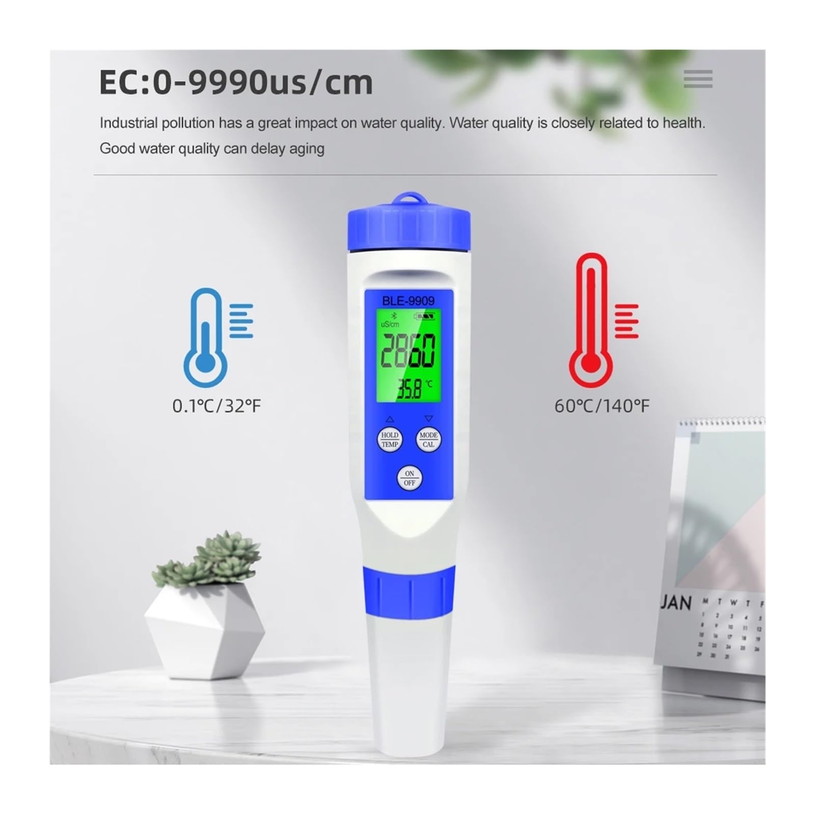 Bluetooth 5/2 w 1 PH/EC/TDS/Salinity/TEMP Meter Smart Online Monitor APP Control dla akwariów Pool Water Quality Tool, Szybka reakcja
