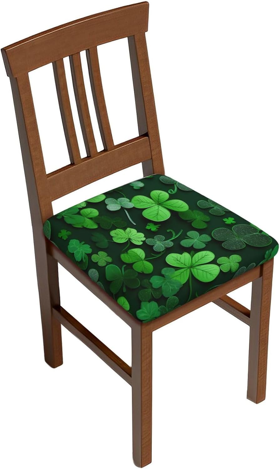 St Patricks Day Leaves Print Square Cushion Covers 6 Pcs Set Elastic Non-Slip Seat Cushion Slipcovers Pet Furniture Protectors for Chair, Sofa
