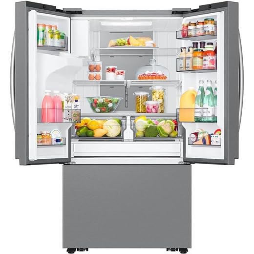 31 Cu. Ft. Mega Capacity 3-Door French Door Refrigerator, 4 Types of Ice, Stainless Steel, Dual Auto Ice Maker, External Ice Dispenser, Smart App Connectivity, Metal Cooling RF32CG5400SRAA