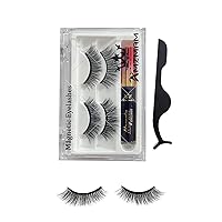 Vista 1 de Pestañas magnéticas con delineador de ojos, kit de pestañas magnéticas, 2 pares de pestañas reutilizables de aspecto natural 3D premium