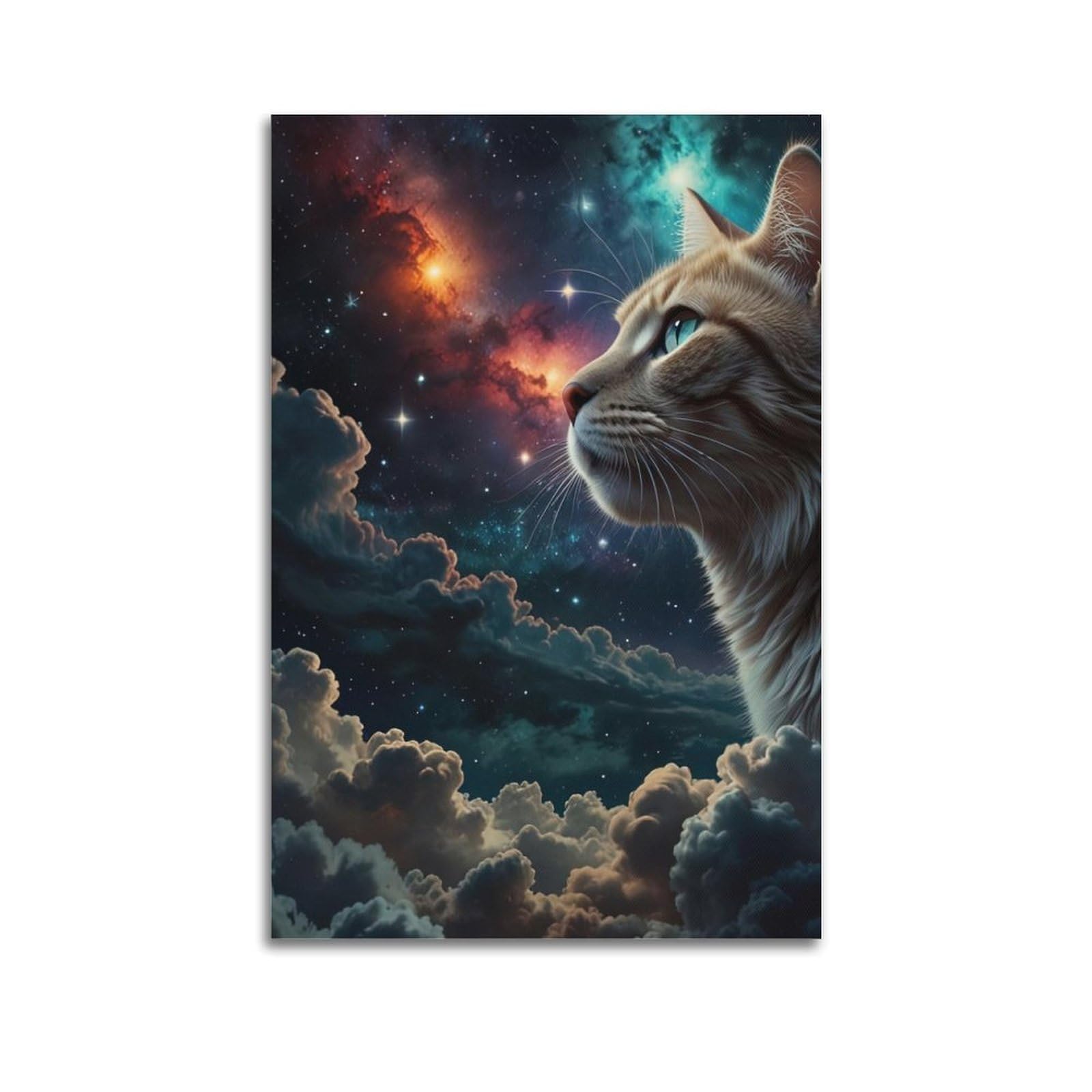 WZKTCL Animal Poster Cat in The Sky Poster Decorative Painting Canvas Wall Posters And Art Picture Print Modern Family Bedroom Decor Posters 24x36inch(60x90cm)