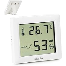 Bluefox Digital Room Thermometer and Humidity Meter &ndash; with LCD Screen, Compact Hygrometer, Indoor Temperature and Humidity Tracking, Magnet & Foot & Wall Mounted Use &ndash; Suitable for Kitchen, Baby Room, Office, Greenhouse
