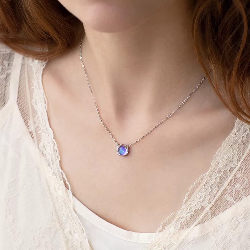 Gargantilla colorida de joyería 925 para mujer, regalo morado