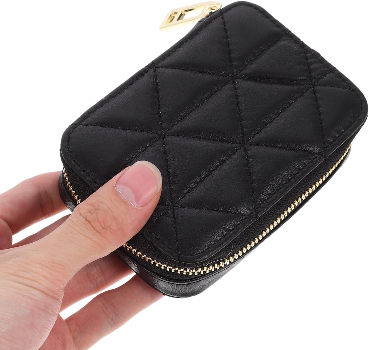 Hemoton Lipstick Mirror Makeup Bag with Compact Travel Pouch 4.13X2.95X1.37In Portable Lipstick Holder for Women Cosmetic Organizer with Built-in Mirror - Image 4