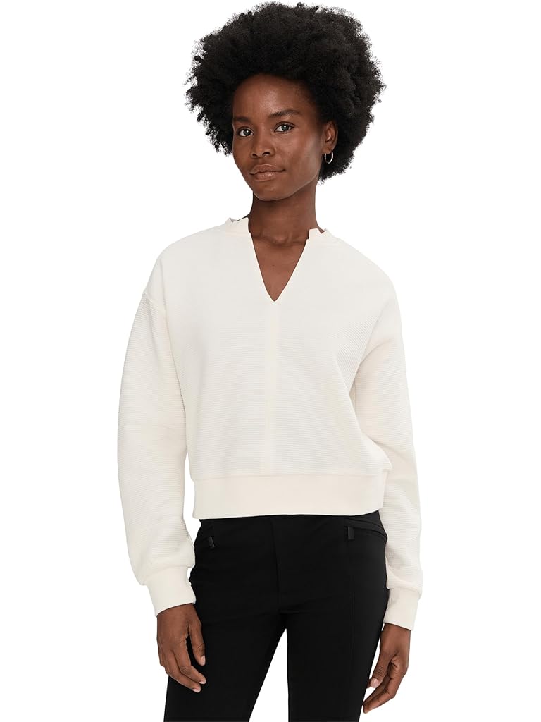 White Sanctuary Split Neck Ribbed Top