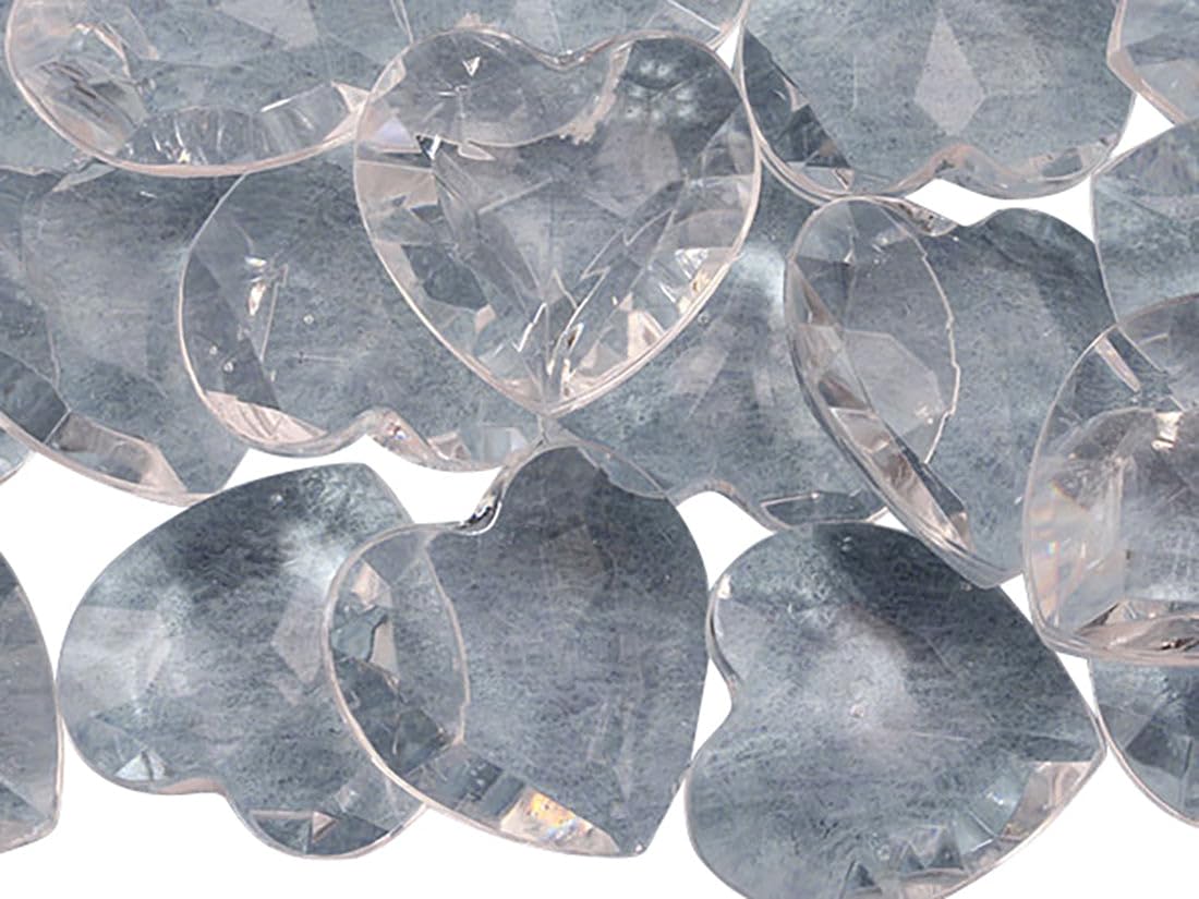 Allstarco 27mm Clear CH38 Heart Acrylic Pirate Treasure Gems Plastic Jewels For Party & Games, Table Scatter, Vase Fillers
