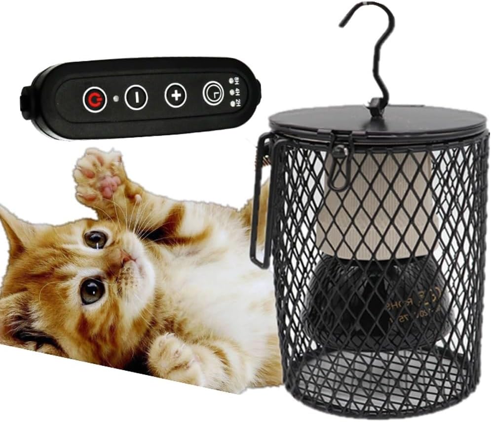 DYK&NX Heat Lamp for Dogs Outdoor, Reptile Heat Lamp with Timer/Anti-Biting Hanging Hook for Reptile Turtle Chicken Coop Lizard Snake (Size : 75W)