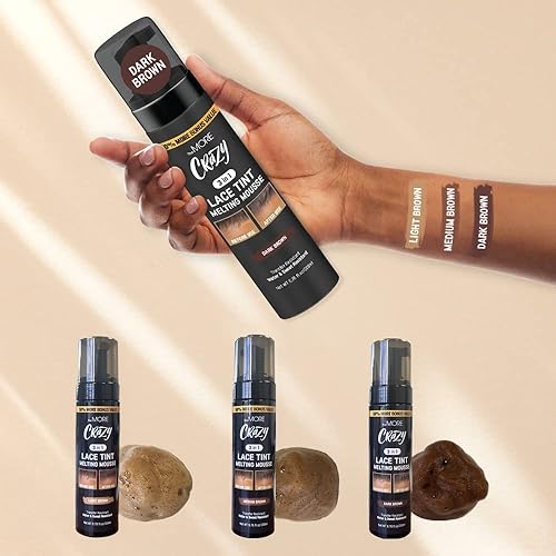 Miniatura 9 de The MORE Mousse de tinte de encaje 3 en 1, 6.76 onzas líquidas, marrón claro  Corrector para pelucas de encaje, pelucas de cabello, tupés y piezas