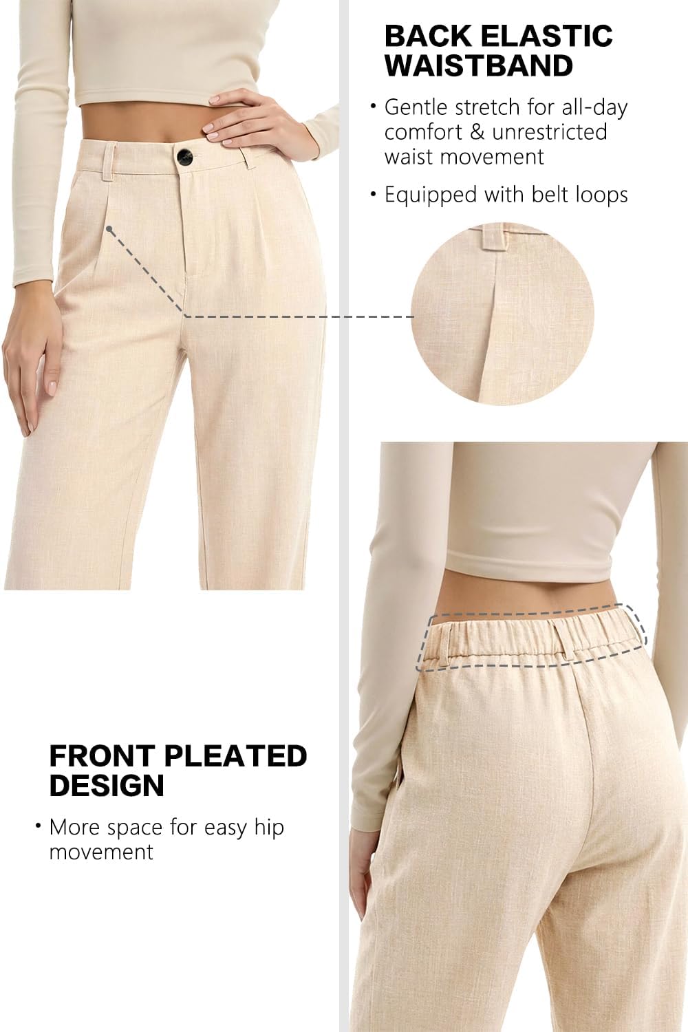 smawell Women's Dress Pants for Work High Waisted Slacks Business Casual - Image 3