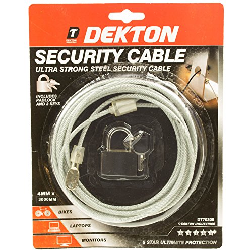 Dekton dt70308 Cable de Seguridad y Bloqueo 1 Color Blanco