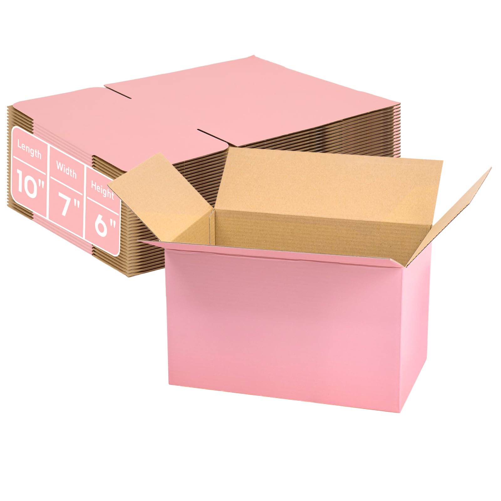 Boîte d'expédition rose pour commandes faites à la main et emballages de créateurs web