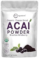 Vista 1 de Polvo de Acai Orgánico, 8oz 100% Polvo de Fruta Natural Origen de Baya Silvestre Brasileña Liofilizada Sin Azúcar y Aditivos Gran Sabor