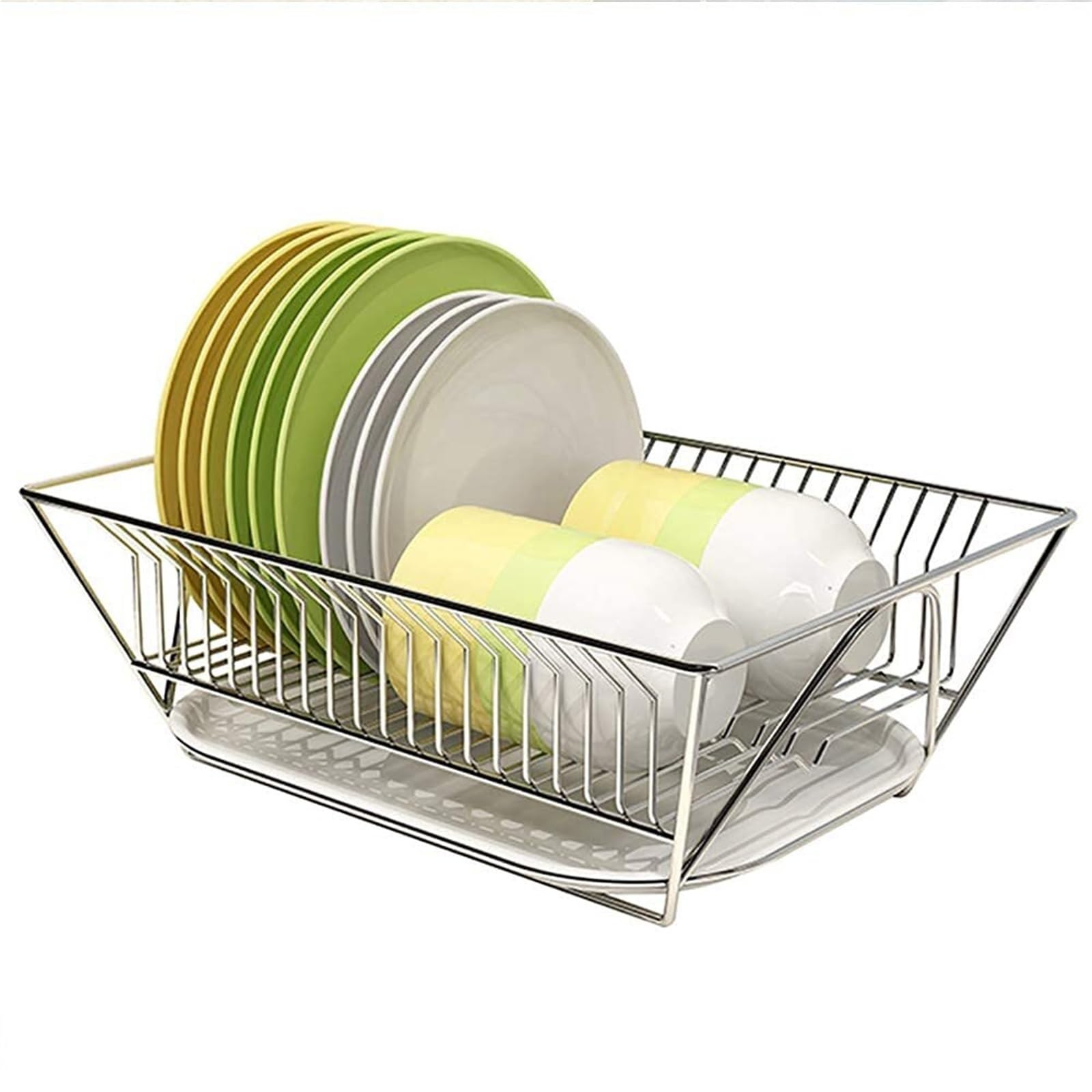 WLH Alexanders Collection Metal Dish Drying Rack Set Drainer with Utensil Holder Simple Easy to Use Fits in Most Sinks dish rack